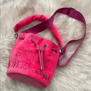 Pink velour Bucket Bag/purse